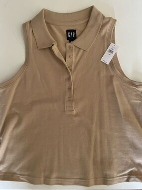 GAP Sleeveless Polo Tank in Light Taupe
